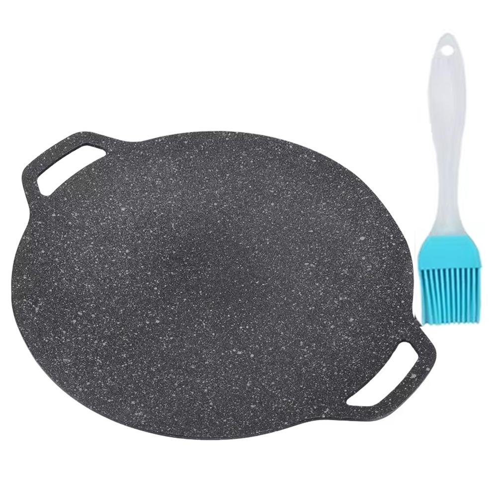 1pc Korean BBQ grill pan Medical stone Coating Non-stick Marble Camping Round Griddle with Handle for Baking,Grill,BBQ