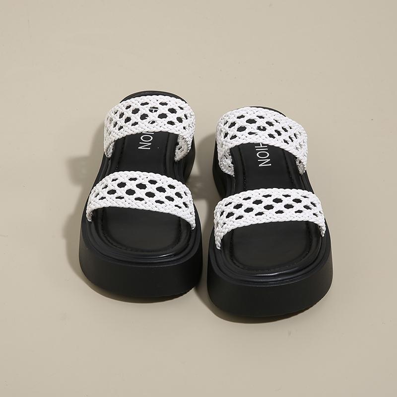 Women Wedge Sandals Hollow Cowhide Beach Sandals Ladies Non Slip Lightweight Platform Sandalias Mujer Casual Summer Shoe