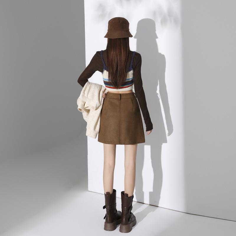 Chic Spicy Girl A-line Mini Skirt: Sexy, Versatile, Anti-exposure, Slimming Autumn/Winter Fashion.