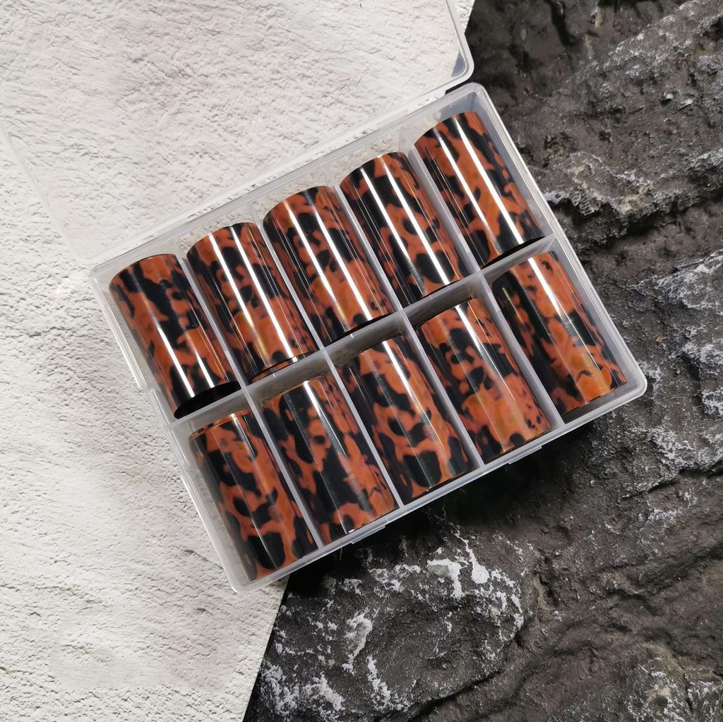 Winter Starry Sky Autumn Leopard Stickers Nail Foil Tortoiseshell Amber