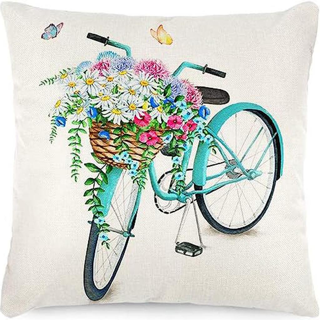 New Spring Fresh and Beautiful Linen Pillowcase Sofa Bedside Plant Flower Pillow Cushion Cover