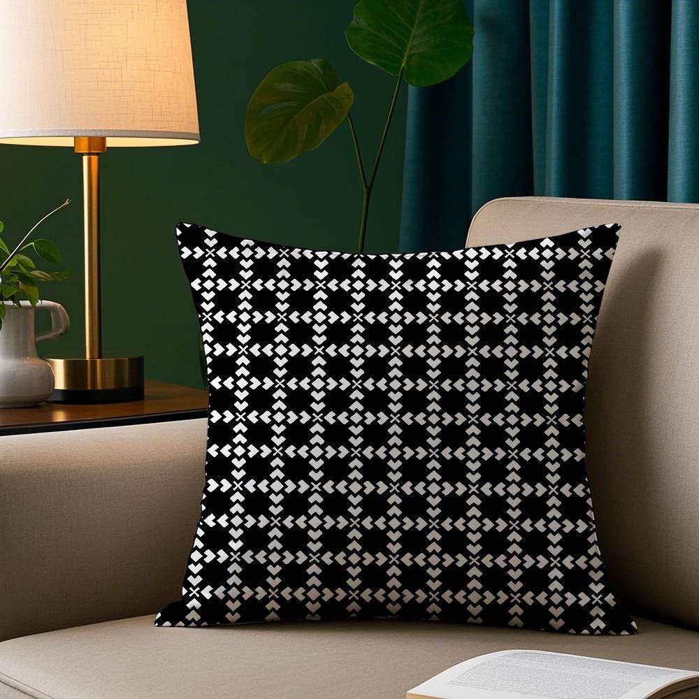

Black White Design Pillow Case Plush Fabric Soft Pillowcase Double Sided Print Sofa Cushion Cover Throw 12x12Inch