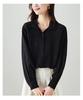 100% mulberry silk lapel long sleeved shirt for women in spring 2026, fashionable, loose, versatile, casual, solid color shirt