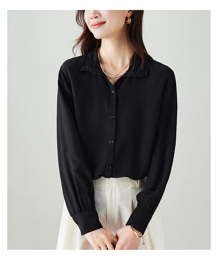 100% mulberry silk lapel long sleeved shirt for women in spring 2026, fashionable, loose, versatile, casual, solid color shirt