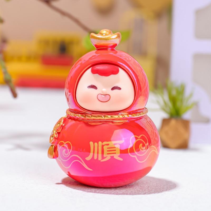Cute Little Fuxi Gourd Figurines, Office Desk Decoration Gifts, Electroplated Dolls, Temples