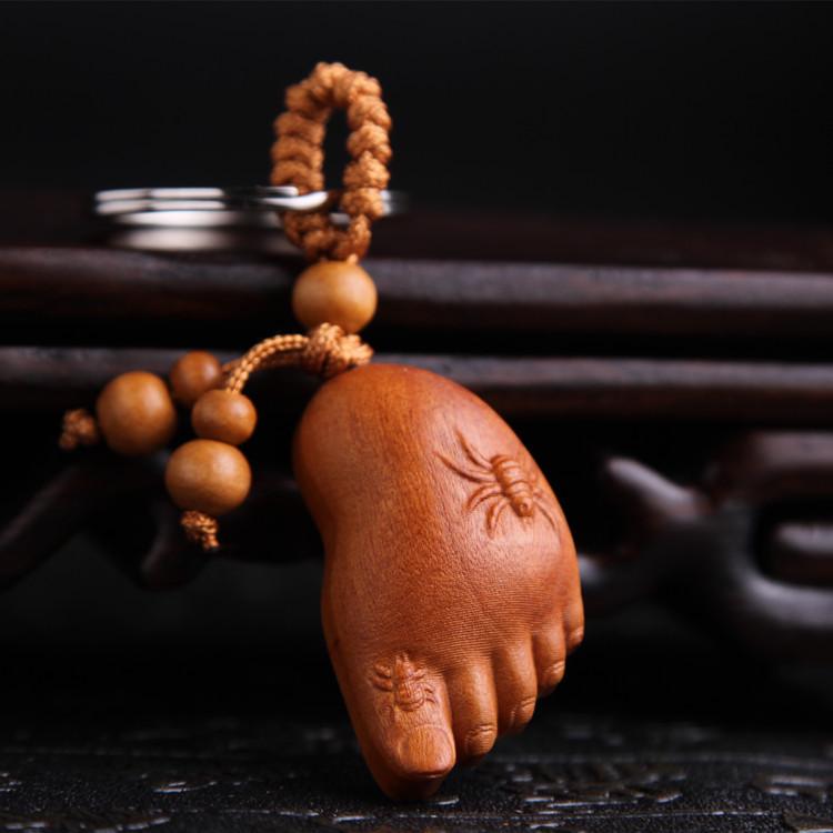 Peach Wood Qi Nan Car Keychain Pendant - Safe Trip Gift for Women