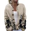 Cardigan Tricot Femme Col Rond Boutonnage Simple Imprimé Floral Manches Longues Vêtement d'Extérieur Décontracté