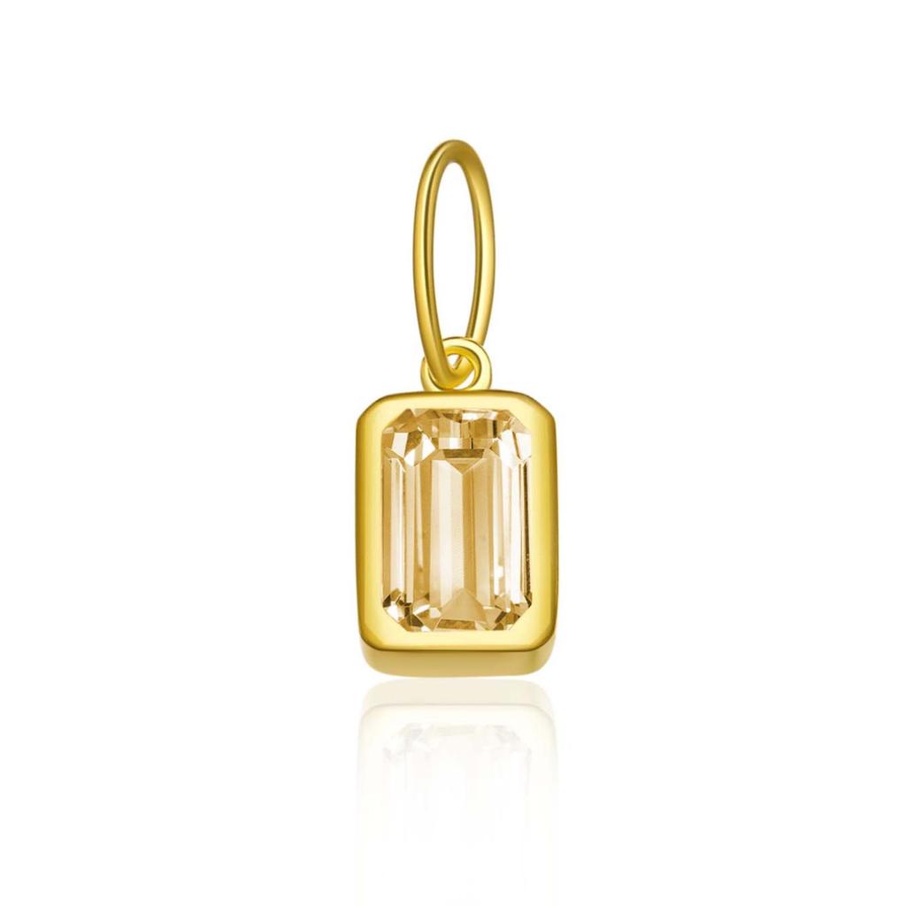 12 Birthstone Colored Zircon Square Pendant Necklace, S925 Sterling Silver, European & American Style