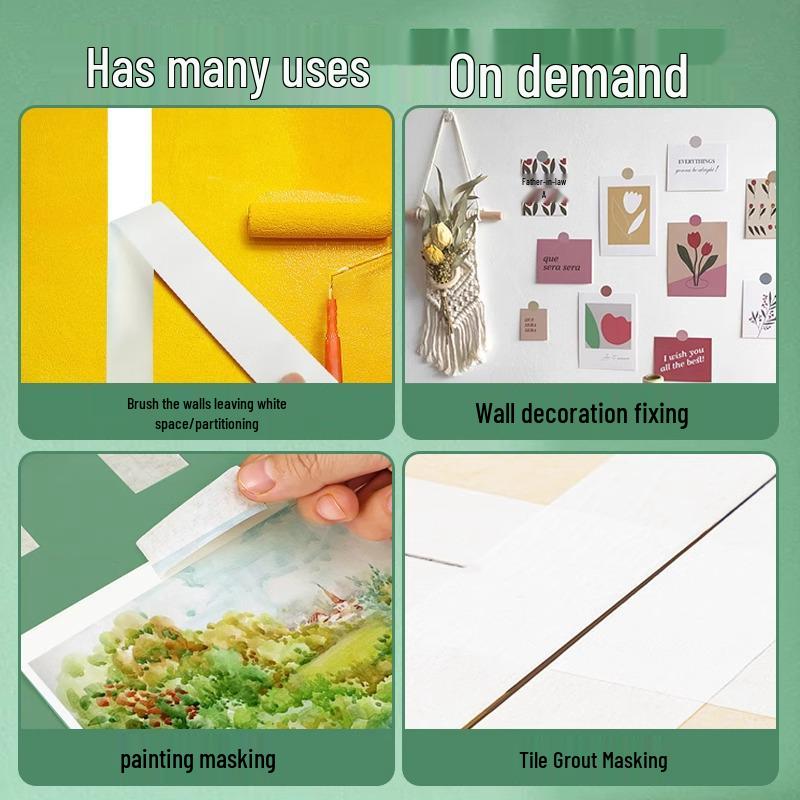 Residue-Free White Texture Paper Tape for Art Students - Decorative Edge Sealing & Spray Painting Masking Tape