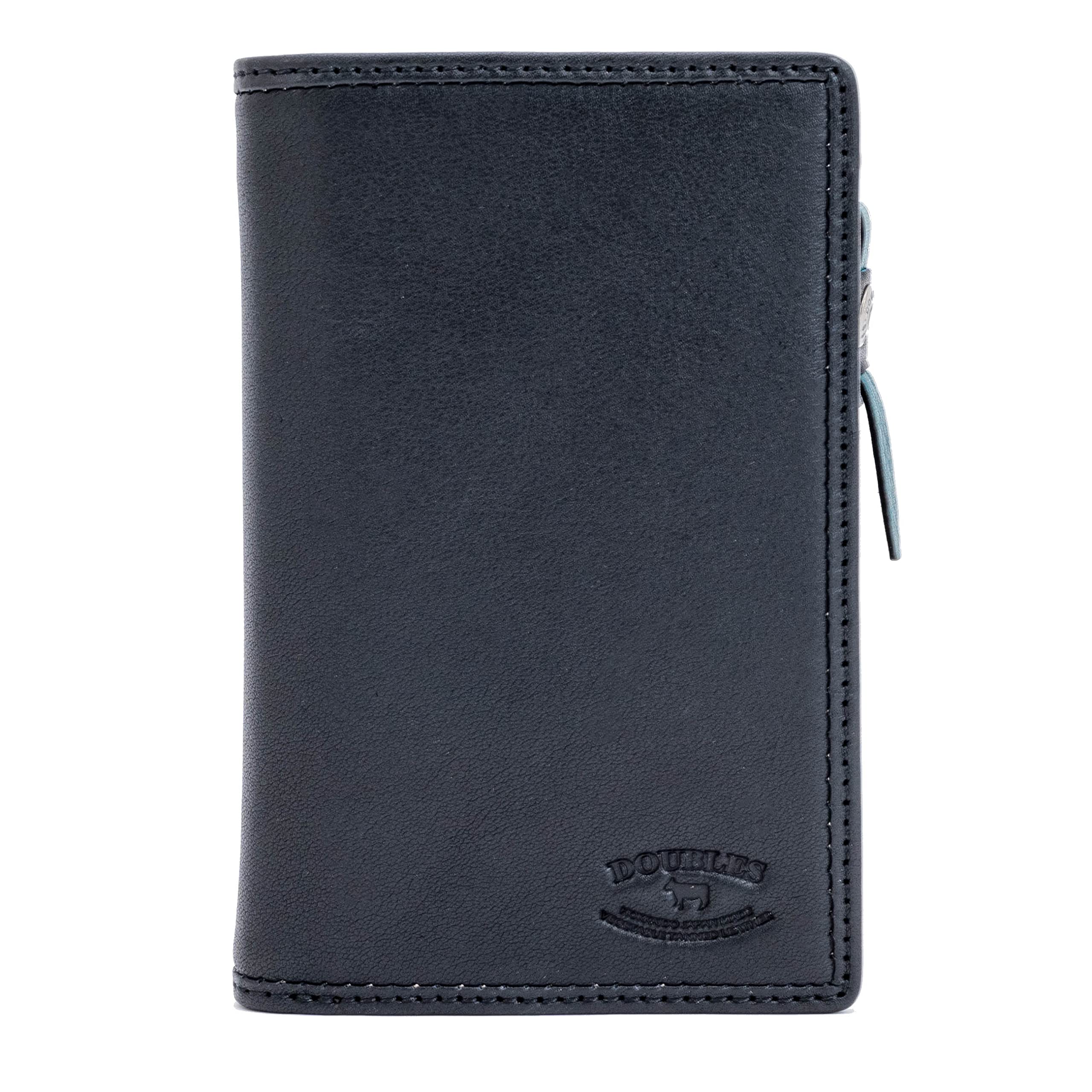

Bifold Wallet Genuine Leather Thin Black [Doubles] Men s Women s DMO-7484 чёрный