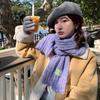 Korean-Style Mohair Solid Color Winter Scarf for Women - Soft, Cozy Knitted Design for Students