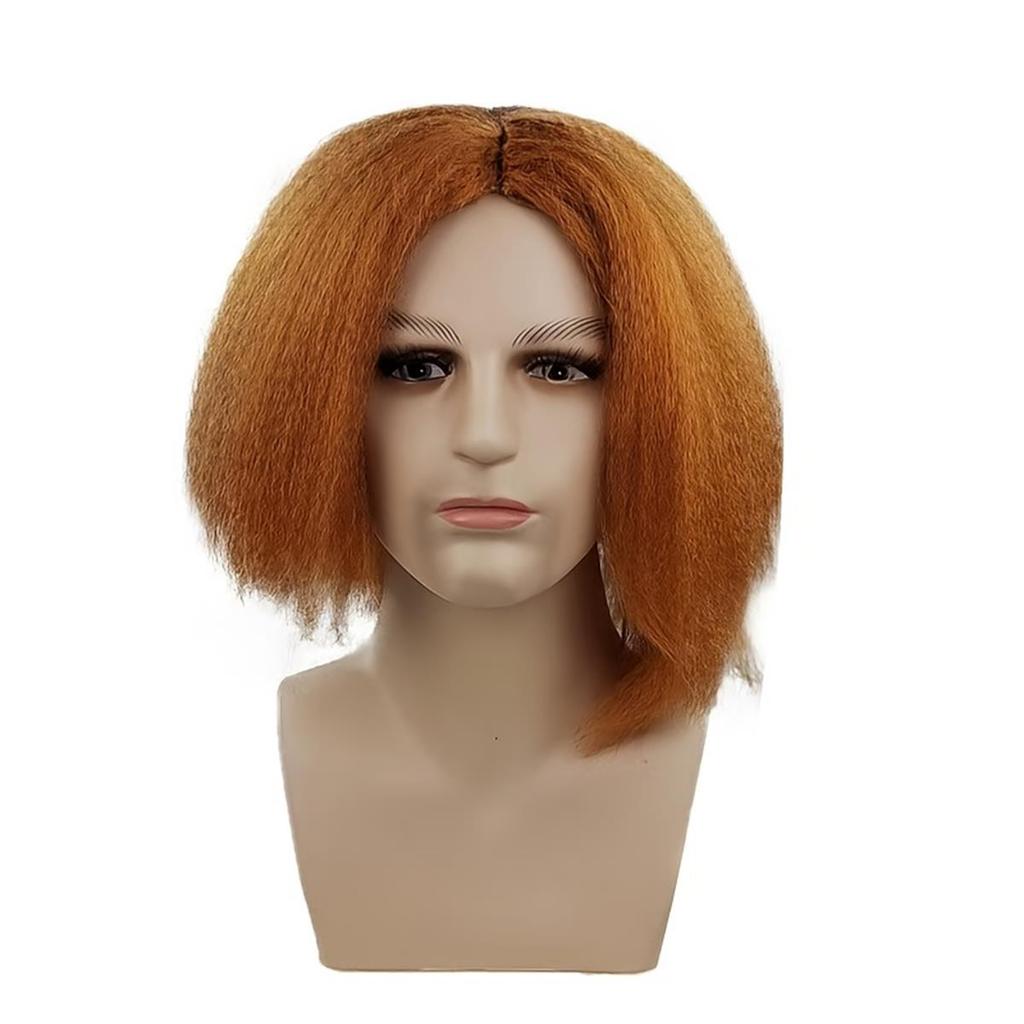 Orange Fluffy Short Hair Synthetic Wig | Horror Movie Child's Play Character Ghost Doll Cosplay Wig | Halloween Party Wig