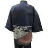 Edoten Samue (Work Clothes) - 100% Cotton Denim Fabric, Durable Yet Soft, Year-Round, Men's, Red Fuji Pattern, Navy Blue, Size 5L