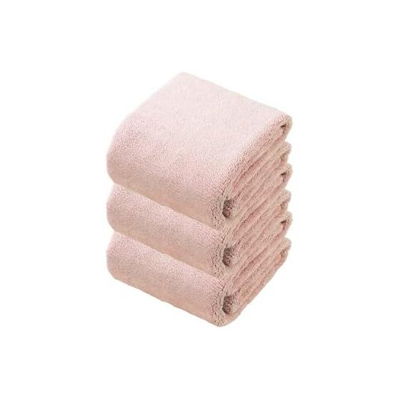 carari Face Towel, Set of 3, Microfiber KOS with 5x water absorption power, Pink, Quickly absorbs water between the fibers, Quick drying, Marshmallow