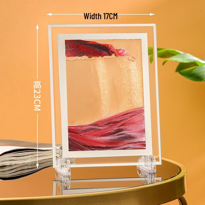 Ornament 3D Ruchomy Piasek Lustrzane Krawędzie Kwadratowy Obraz do Salonu - Szklana Dekoracja Rękodzieła Zestaw na Prezent