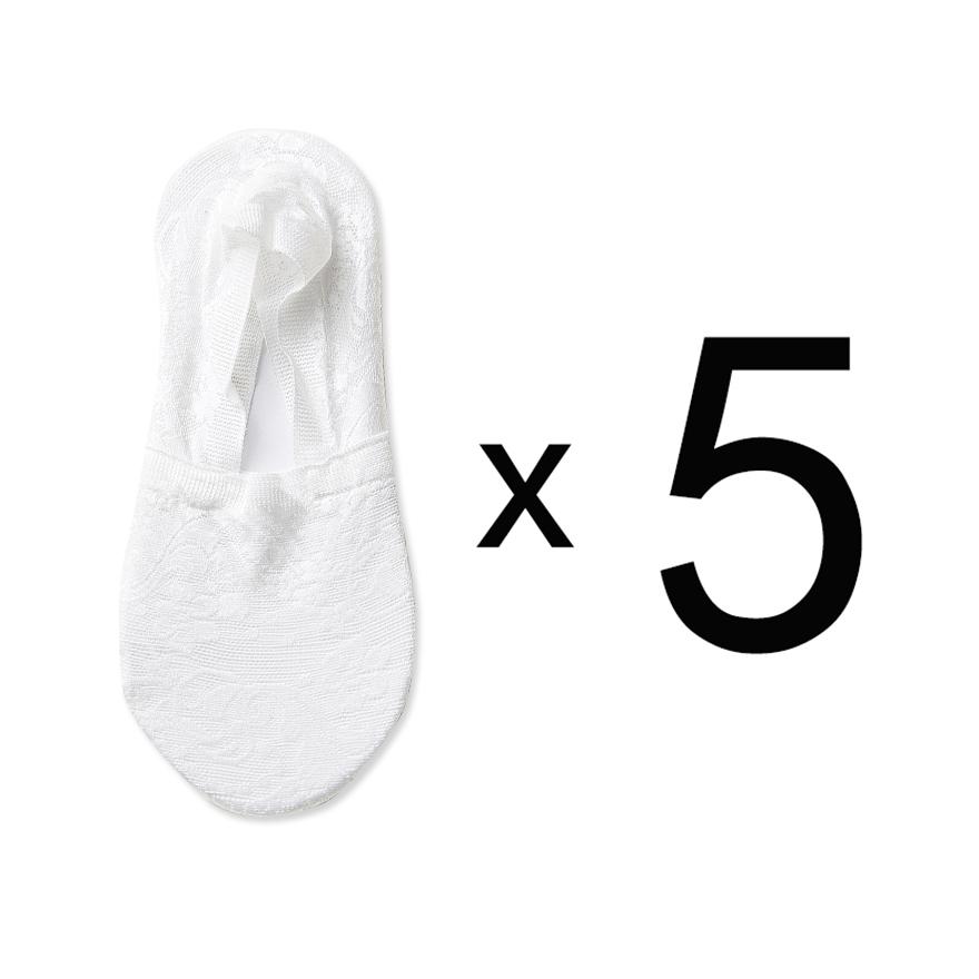 

5 пар модных женских летних носков, кружевные носки с цветочным узором, нескользящие невидимые носки до щиколотки, новые, 4 цвета Free size