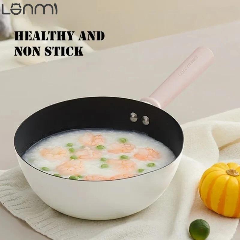 LANMI 20CM Frying Pan Non-stick Flat Bottom Pan Baby Complement Food Pot Home Breakfast Steak Skillet Stoves Universal Pot