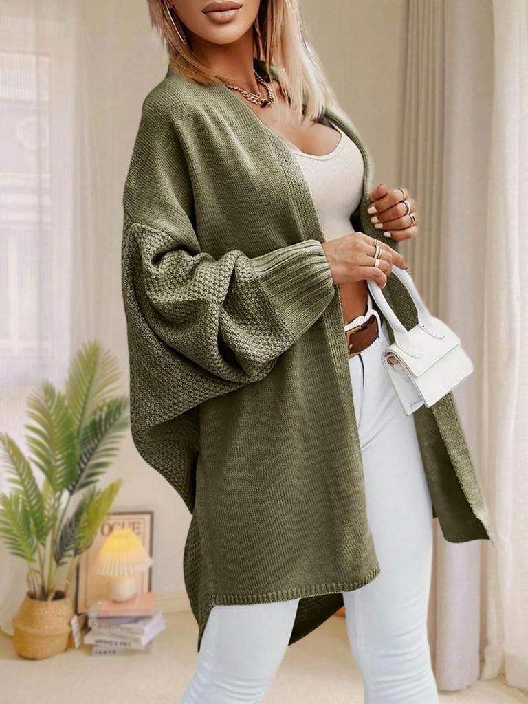Women's Oversized Long Cardigan Sweater Open Front Batwing Sleeve Fall Knitwear
