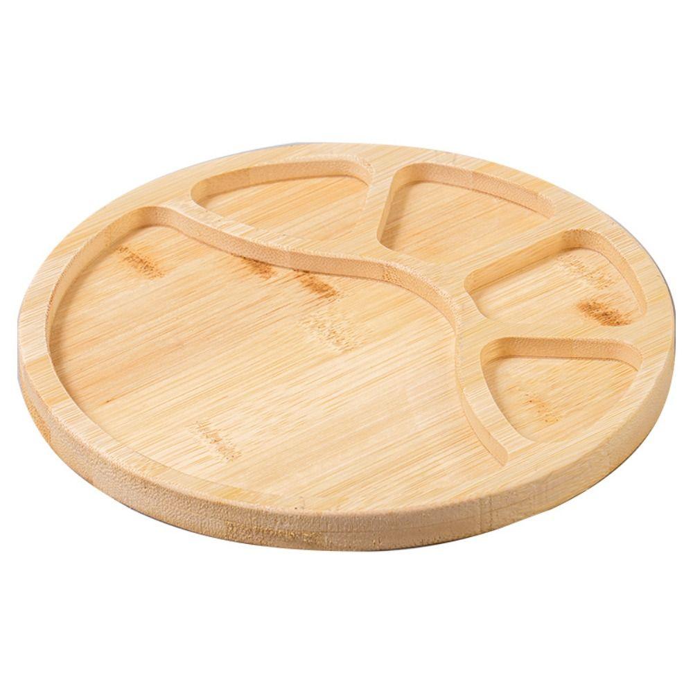 Round Wooden Divided Fruit Tray Nut Platter Food Storage Tray Fruit Snack Plate  Serving Platter