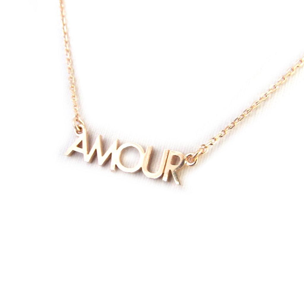 Les Trésors De Lily [N2532] - Gold Plated Necklace 'Amour' Rose Gold - 20x5 Mm