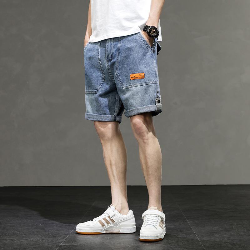 Men's Korean Style Summer Denim Sporty Mid-Length Wide Leg Shorts