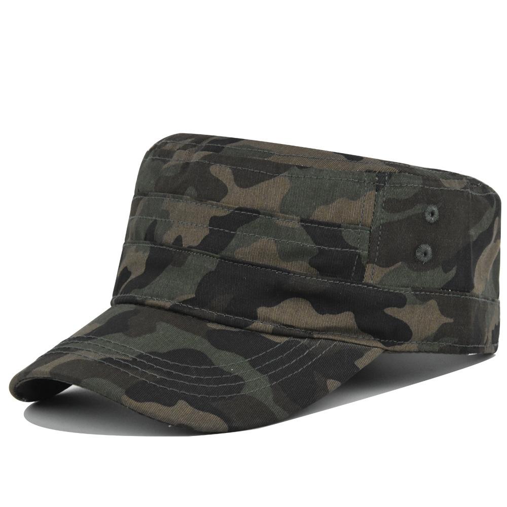 Platte hoge hoed heren militaire effen kleur gewassen verweerde hoed casual pet trendy zonnehoed adjustable gray