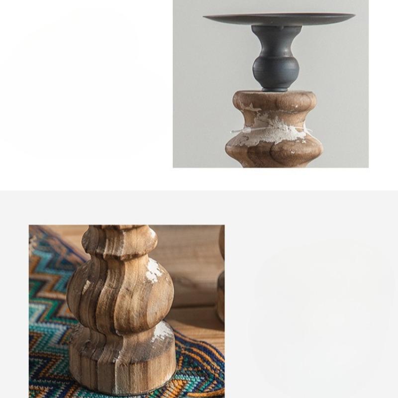 Vintage Candle Holder Wooden Candles Holders Luxury Elegant Candlestick Aesthetic Decorative Candlesticks Table Decorations