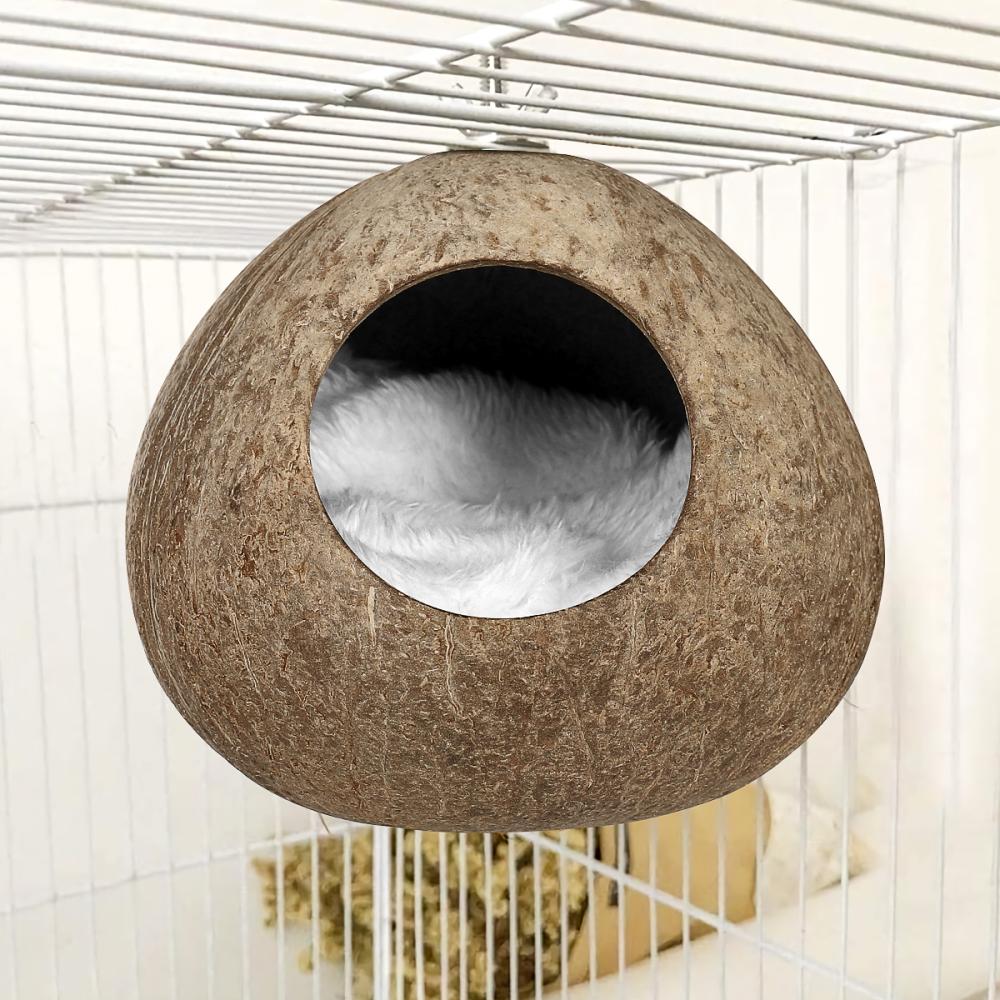 Papagei Kokosnussschale Nest Haustier Vogelnest Hamster Eichhörnchen Zuchtnest Kanarienvogel Lerchenhaus Hängendes Ornament Für Garten Hof Haustierbedarf