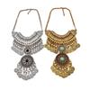 Classic Gold Silver Finish Coin Tassel Necklace With Geometric Pendant For Festival Wear
