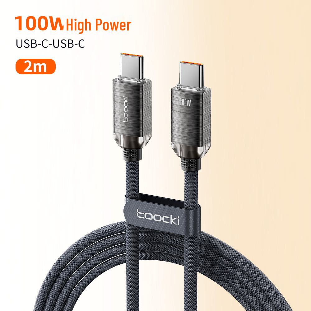 Crystal Aluminum CC Super Charging PD100W Data Cable in Multiple Colors, 1m or 2m
