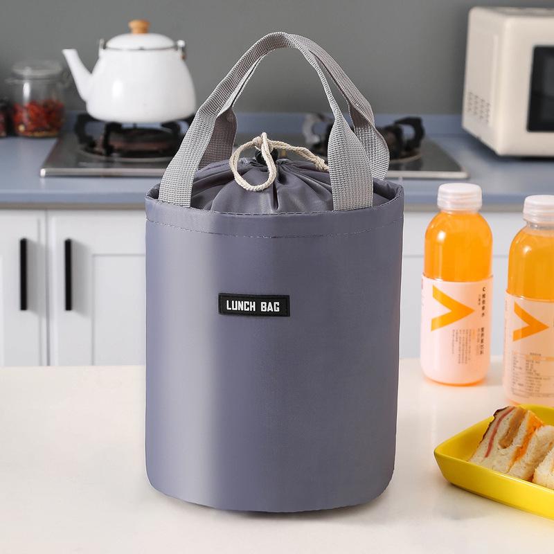 

Insulated Bento Lunch Bag & Container Set - Portable Round Thermos Handbag сірий колір