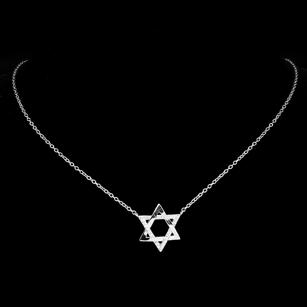 925 Sterling Silver Je Star of David Zircons Pendant Necklace for Women Silver Color Choker Chain Israel Magen Jewelry Gift