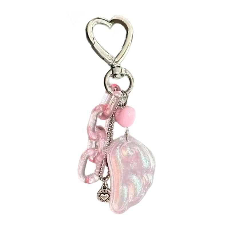 Handmade Beaded Keychain Bag Pendant Decoration With Wing Heart Charm Colorful Gift For Women Men