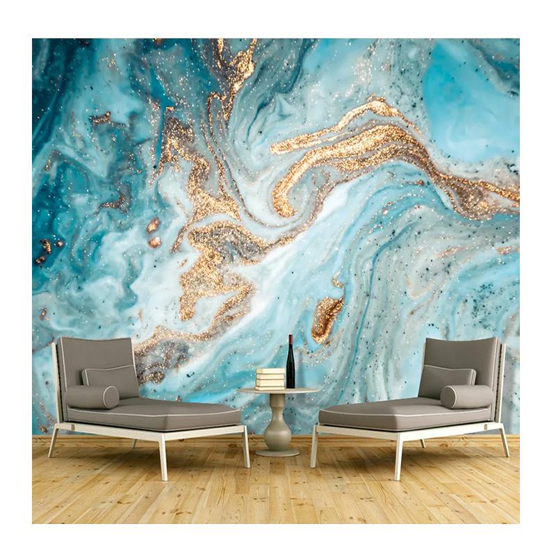 

3d Mural Blue Ink Landscape Art Wall Mural Abstract Golden Marble Wallpaper Living Room Wall Papers Home Decor 200 cm(W) x 140 cm(H)