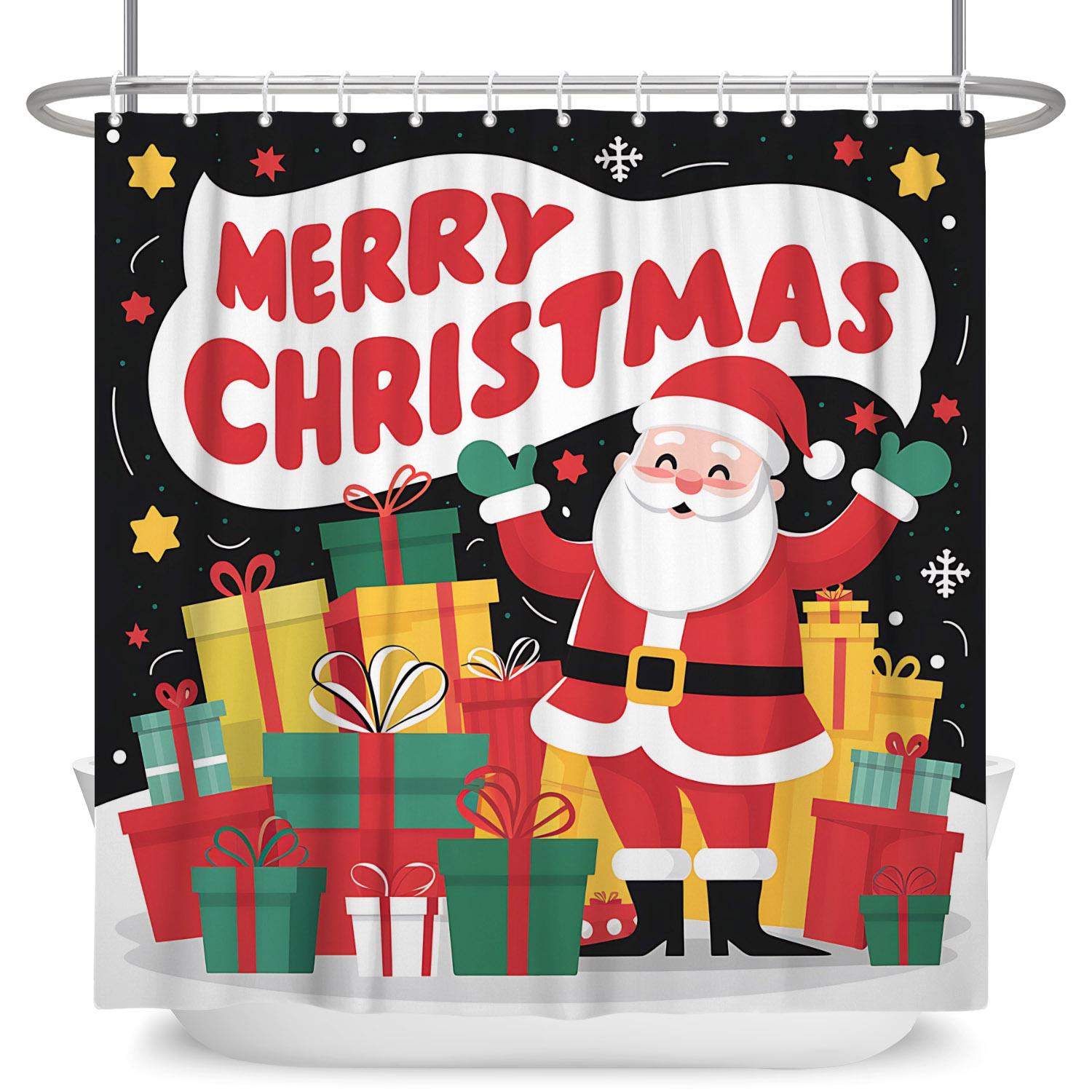 

С Рождеством Занавеска для душа Зима Снег Дед Мороз Рождественские елки Декор Шторы для ванной Водонепроницаемый Экран для ванны 48x72inch 120x180cm