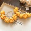 Fabric Flower Bloom Hoop Earrings for Women Super Fairy Round Imitation Pearl Earring Light Luxury Sweet Holiday Ear Buckles D