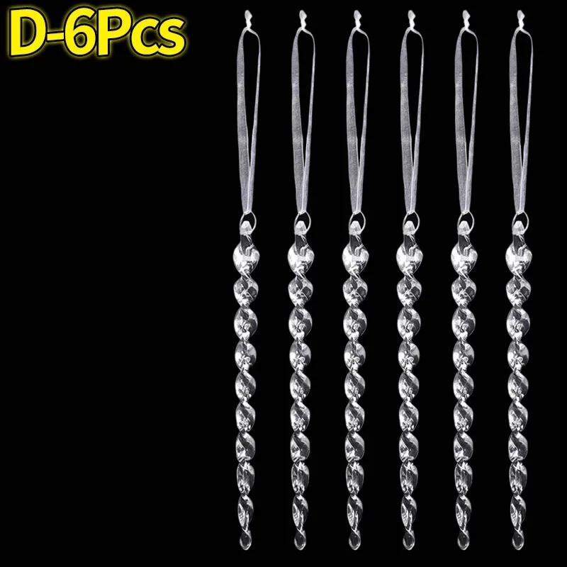 Clear Crystal Snowflake Icicle Pendants Acrylic Christmas Tree Ornaments Holiday New Year Home Party Hanging Decoration Supplies