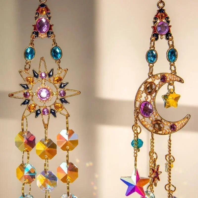 Home Fashion Decoration Brand New Crystal Pendant Window Prism Rainbow Wind Chime Sun and Moon Hanging Garden Craft Decoration