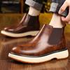 Fashion Big Size Fashion Casual Cow Leather Ankle Boots for Men Autumn Winter Brown Platform Shoes Male New Designer Boots Men