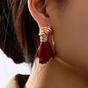 Bohemian Personalized Creative Gold Color Wrapped Tassel Earrings, Women's Retro Ethnic Style Holiday Accessories Gifts