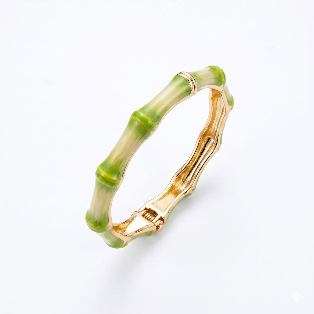 Stainless Steel Bamboo Joint Bangle Colorful Stainless Steel Bangle Enamel Resin Bracelet Women