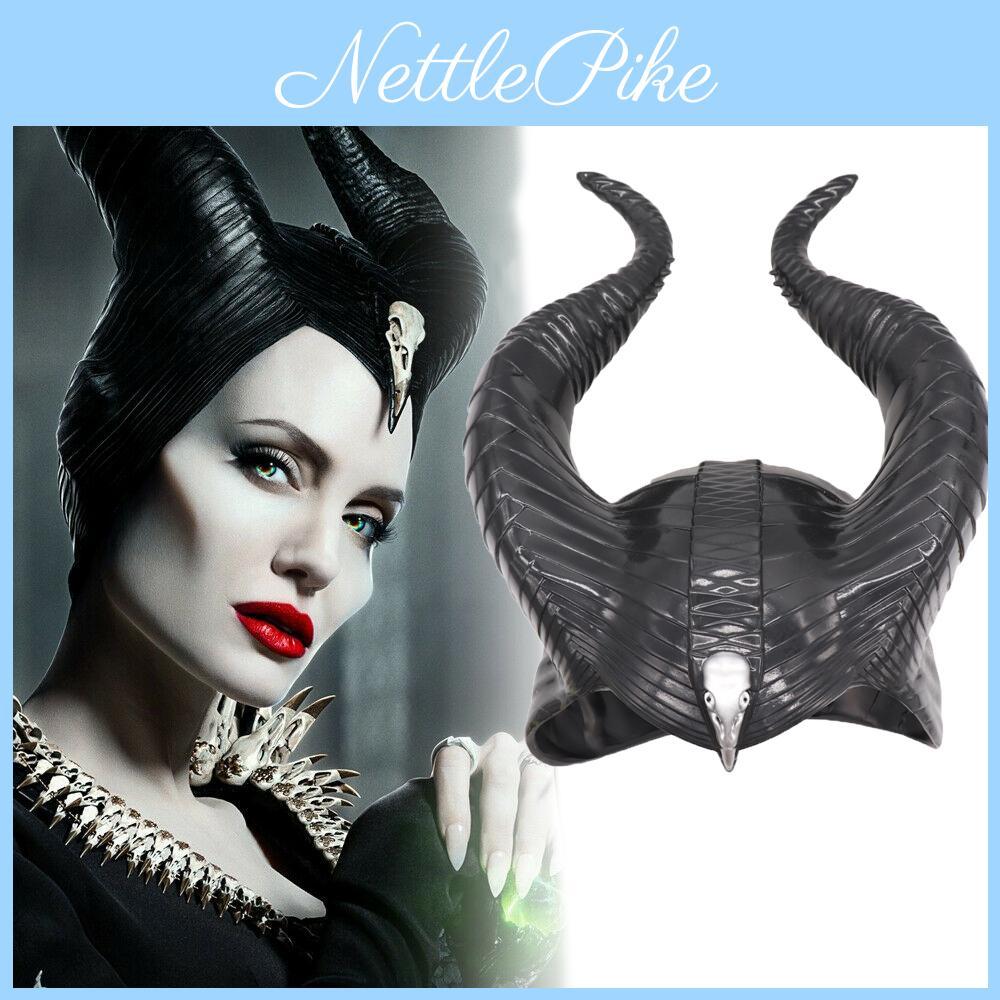 Urocza Maska Cosplay Czarownicy Maleficent 2 Władczyni Zła z Uderzającymi Czarnymi Rogami