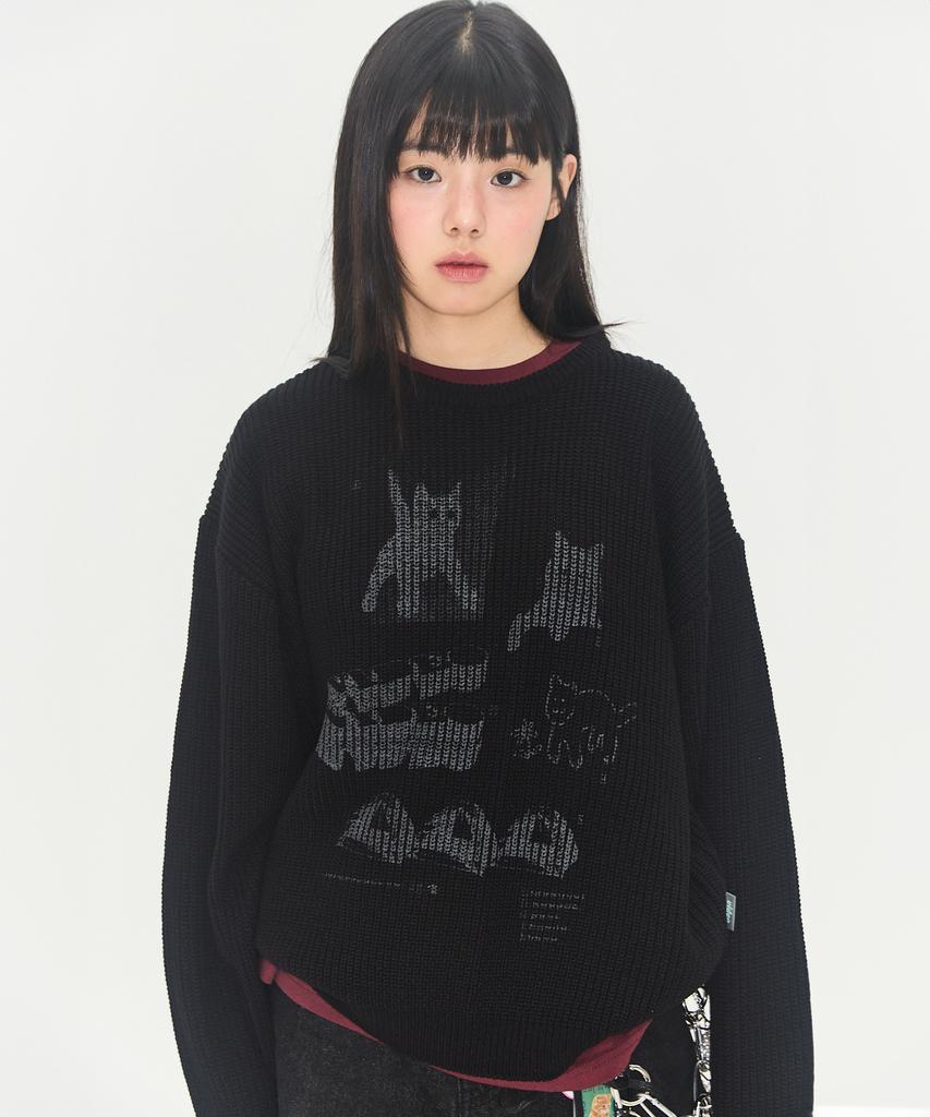 VIDEO JOCKEY Hipster Graphic Knit Sweater [4 Colors]