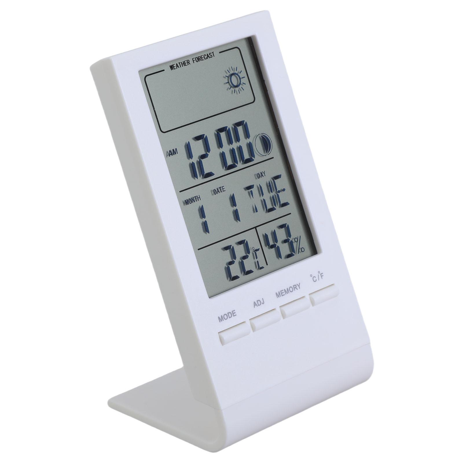 

Digital Display Temperature Humidity Measurement Meter with Alarm Clock Thermometers Hygrometer for Home белый