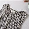 Summer Women Fashion Plaid Sleeveless Long Dress O Neck Casual Dresses Ladies Loose Pockets A Line Vestidos