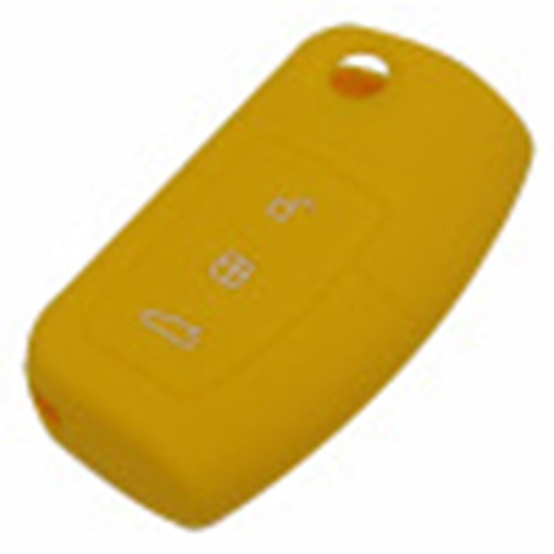 

jingyuqin 3 кнопки Пульт дистанционного управления Чехол для ключа автомобиля для Ford Focus Fiesta C Max Ka Выкидной Складной Модифицированный Силиконовый жёлтый