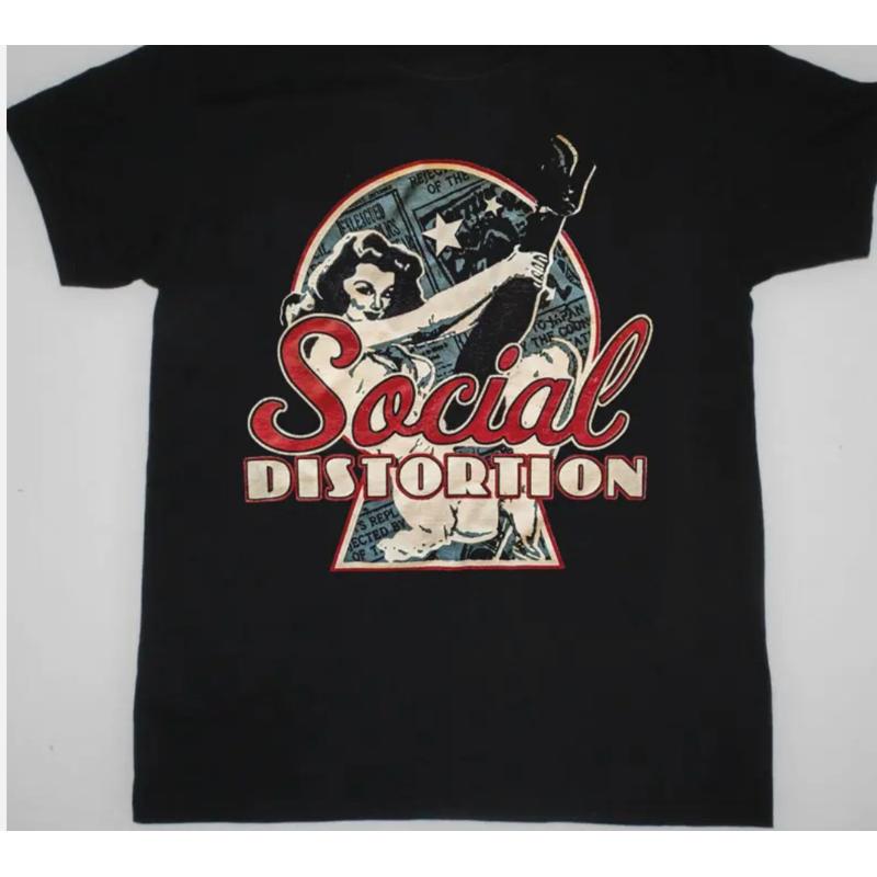Винтажная черная футболка с логотипом группы Social Distortion, все размеры S