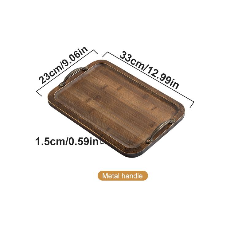 Square Bamboo Food Tray with Classic, Legs and Carrying Handle Eco-friendly Tea Tray for Item Storage