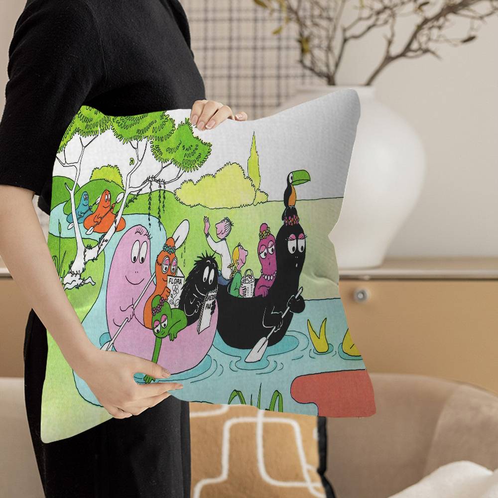 Les Barbapapa Family Anime Cushion Cover Pillowcase Upholstery Sofa Throw Pillow Home Decor Pillowcas