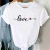 (European Size)  90s Print Women Love Trend Style Cute Lady Short Sleeve Tee Top Clothing Casual Fashion Tshirt Female Graphic T-shirt